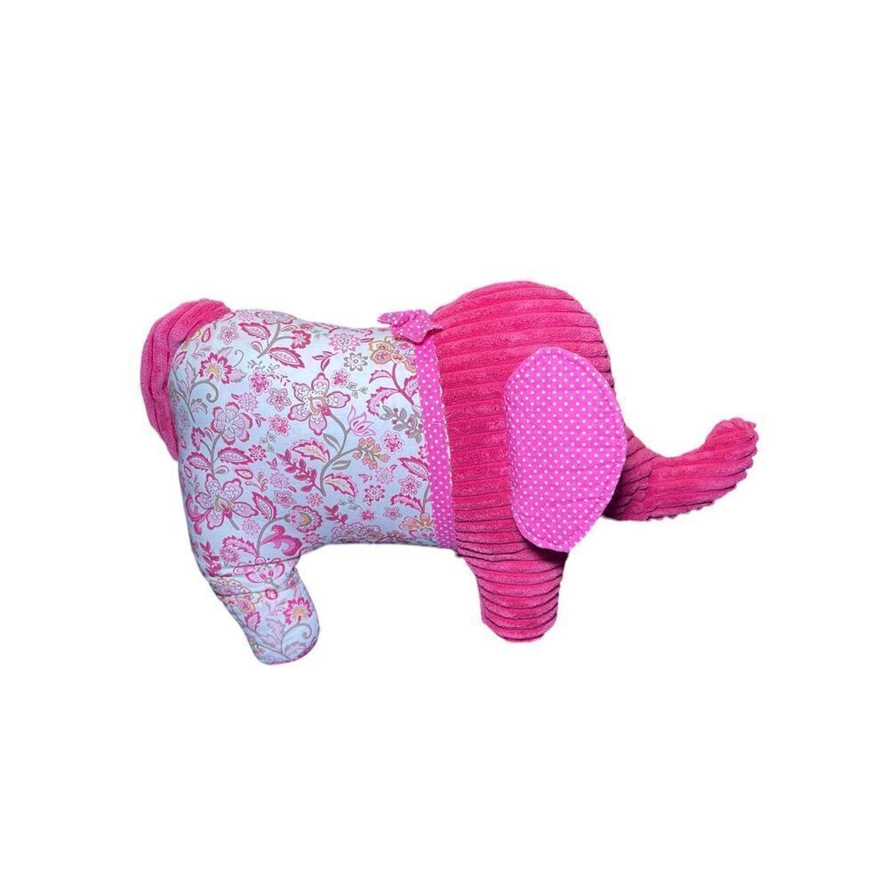 Pier 1 Pink Floral Polka Dot Corduroy Decor Stuffed Animal Plush Toy